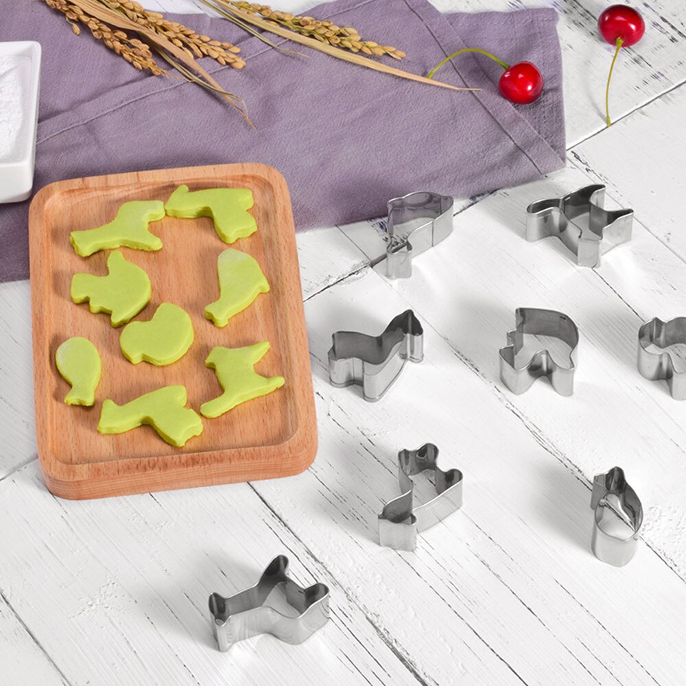 8 Stks/set Plain Edge Dier Cutters In Verschillende Dier Vormen Rvs Cookie Cake Cutter Mold