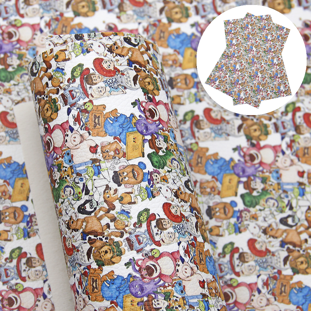 20*34cm Cartoon Princess Printed Lychee Faux Leather Artificial Synthetic Leather Fabric Vinyl Sewing DIY Bows Material,1Yc9596: 1090966036