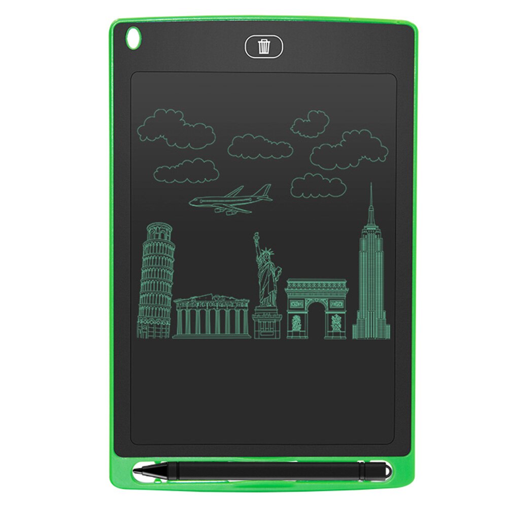Portable 8.5 inch Digital LCD Writing Tablet w/ CR2016 Button Battery Ultra-Thin Electronic Drawing Handwriting Pads Board w/Pen: Green