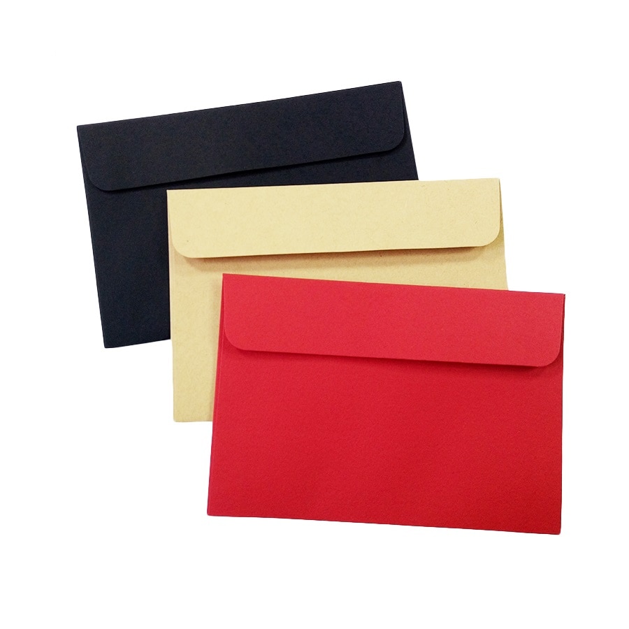 Sobres de papel Kraft clásico vintage, sobres de papel Kraft rojo y negro, papelería de creación libre, 10 Uds.
