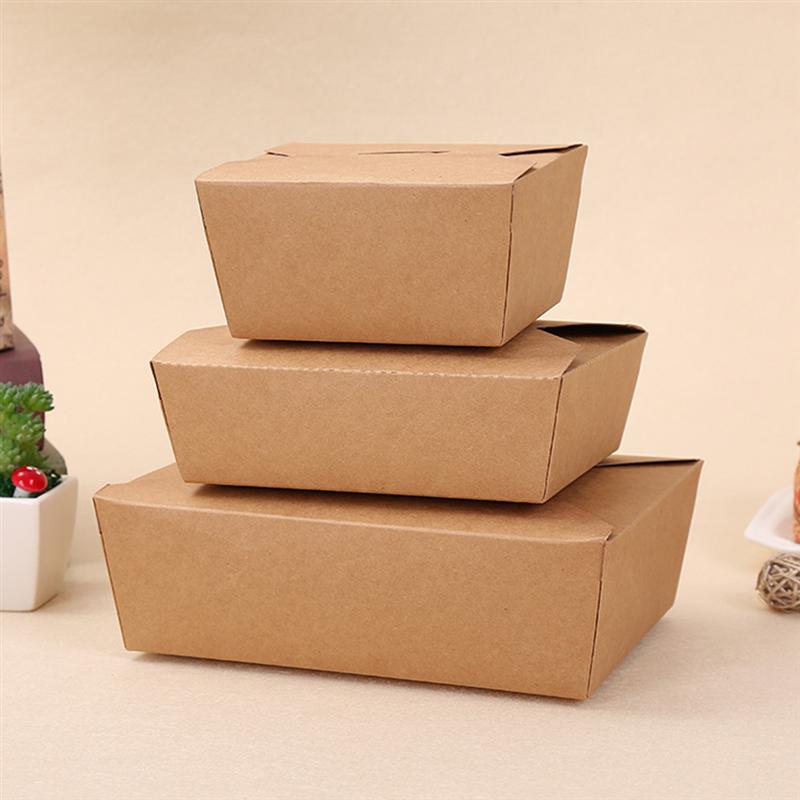 20Pcs Kraftpapier Lunchbox Wegwerp Maaltijd Prep Containers Voedsel Afhalen Dozen Voor Restaurant Home Verpakt Meeneem Doos