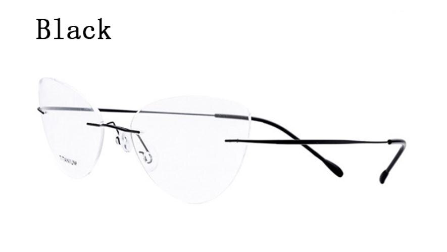 Kantløse brilleramme kvinder titanium ultralette briller receptfrie rammeløse katteøje ingen skrue briller nærsynethed rammer  l3: 1
