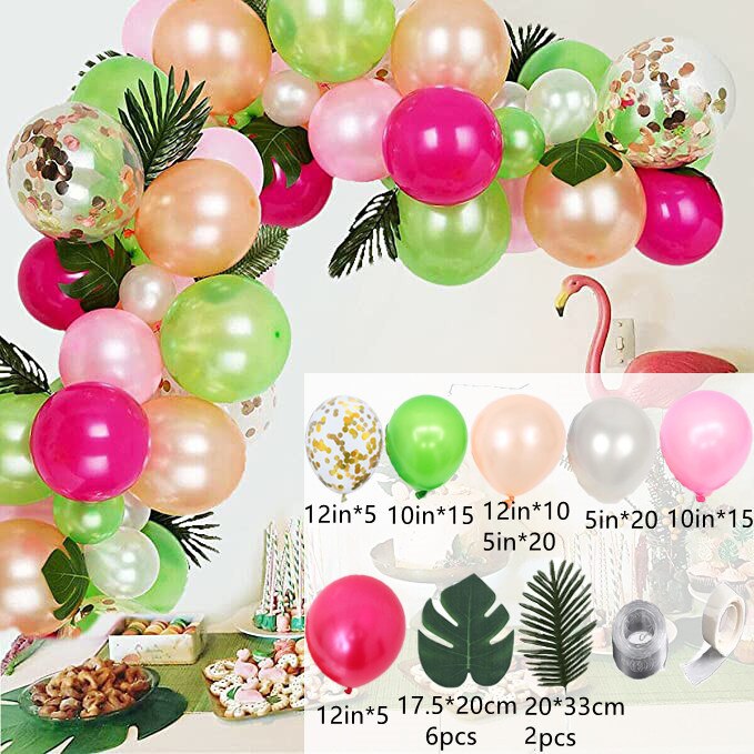 Tropical Hawaiian Balloon Garland Arch Kit Flamingo Thema Birthday Decor Summer Hawaii Party Decoration Luau Aloha Baby Shower: 100pcs