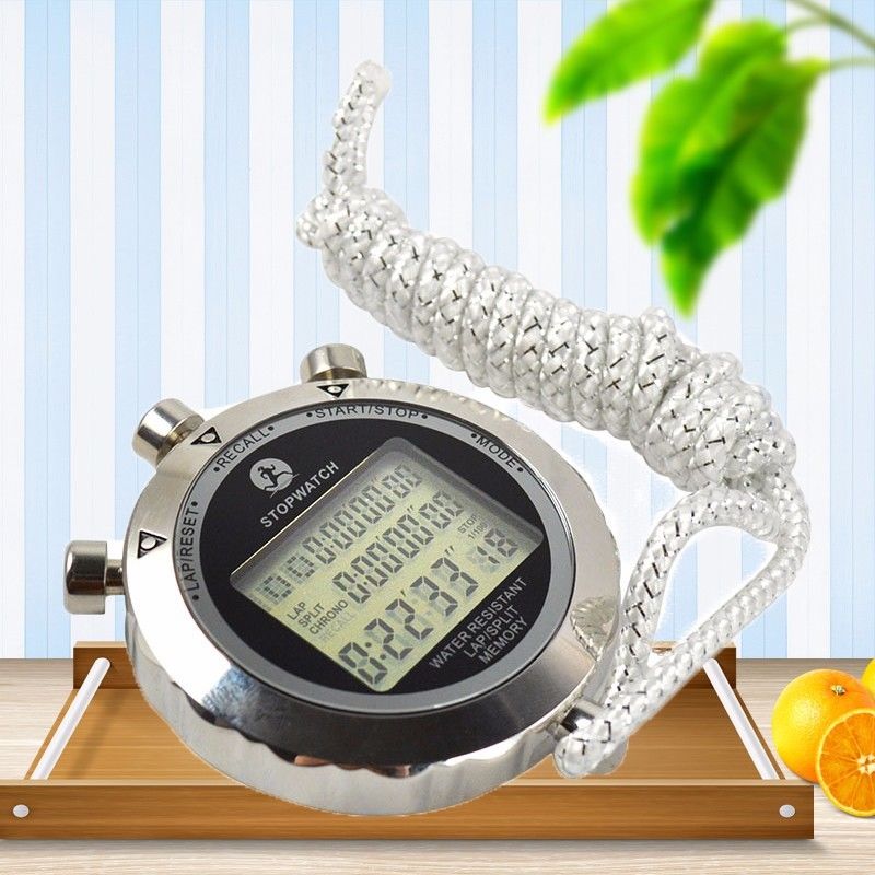 Digital Sport Stopwatch Timer 1/100 Seconds Timing Waterproof Lanyard Electronic Chronograph Timer Alarm/Calendar for Sports