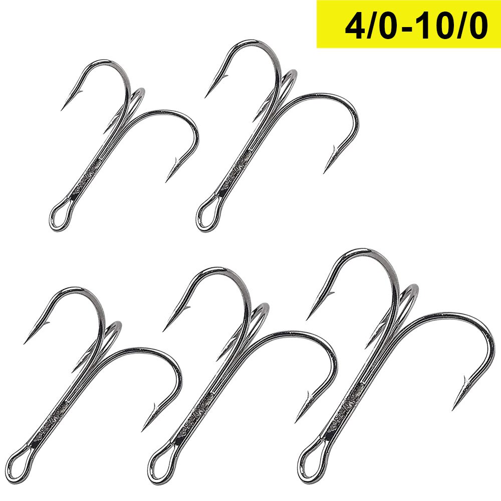 Hameçon Triple Ultra fort pour pêche en eau salée, matériel pour attraper des poissons, requin, thon, Triple ancre, 4/0 à 10/0, 25 pièces