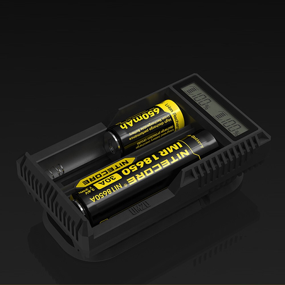 NITECORE UM20 Smart Charger LCD Display Li-ion IMR Battery Charger Universal Charger With USB Cables 18650 Power Adapter