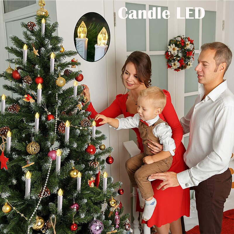 30Pcs LED Cone Candle Christmas Tree Decoration Light Wedding Party Home Flameless Remote Control Flicker Candle Led Lamp