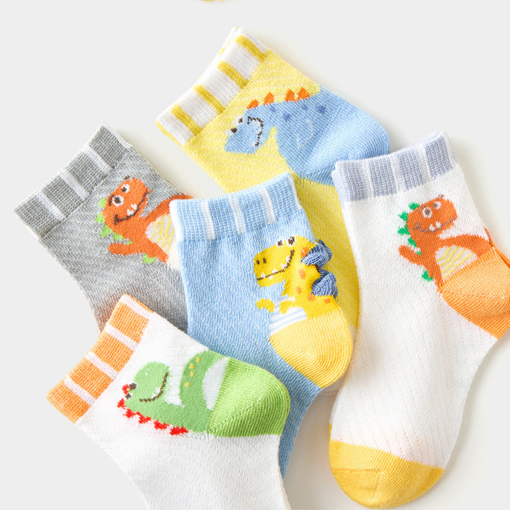 Wecute 5 paia di calzini estivi per bambini per 3-12 anni ragazzi ragazze calzini traspiranti in Mesh comodi modelli in morbido cotone