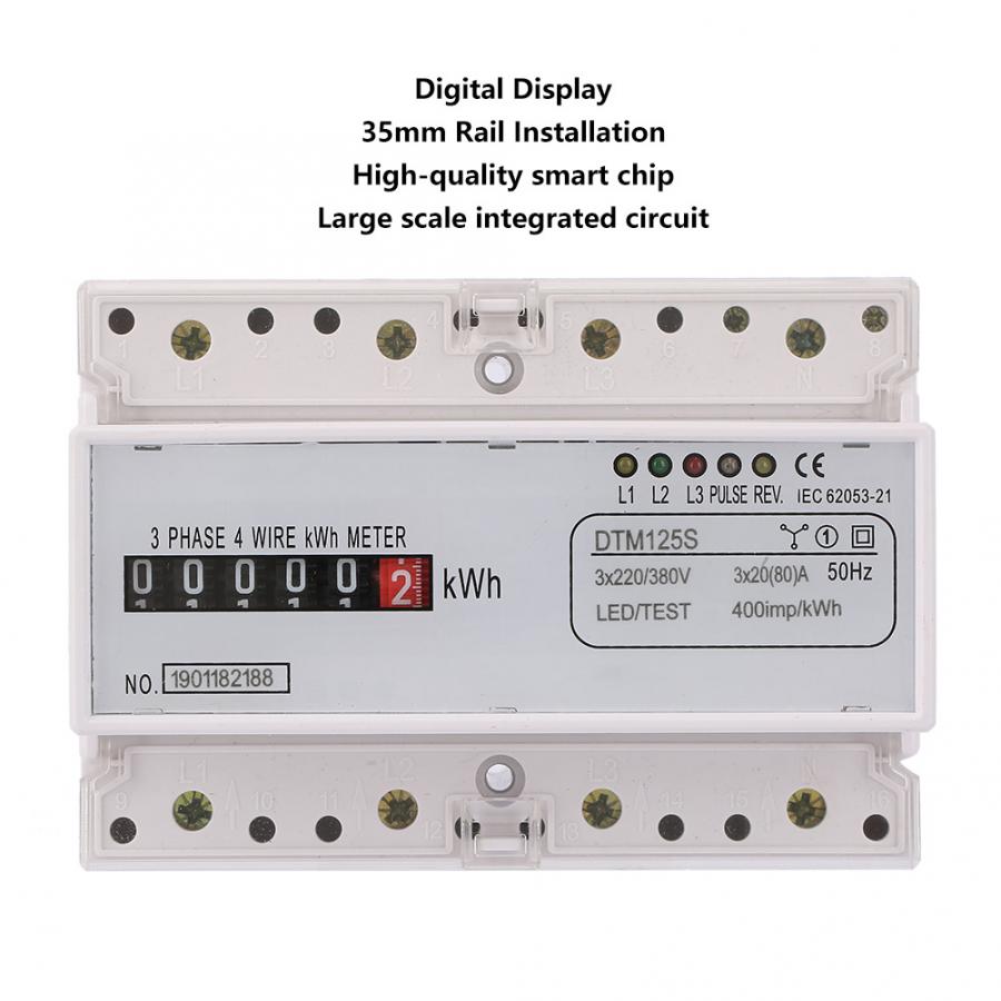 Digitale Wattmeter Watt Meter 220/380 V 20-80A Energieverbruik Digitale Elektrische Power Meter 3 Fase KWh Meter Wattmeter power