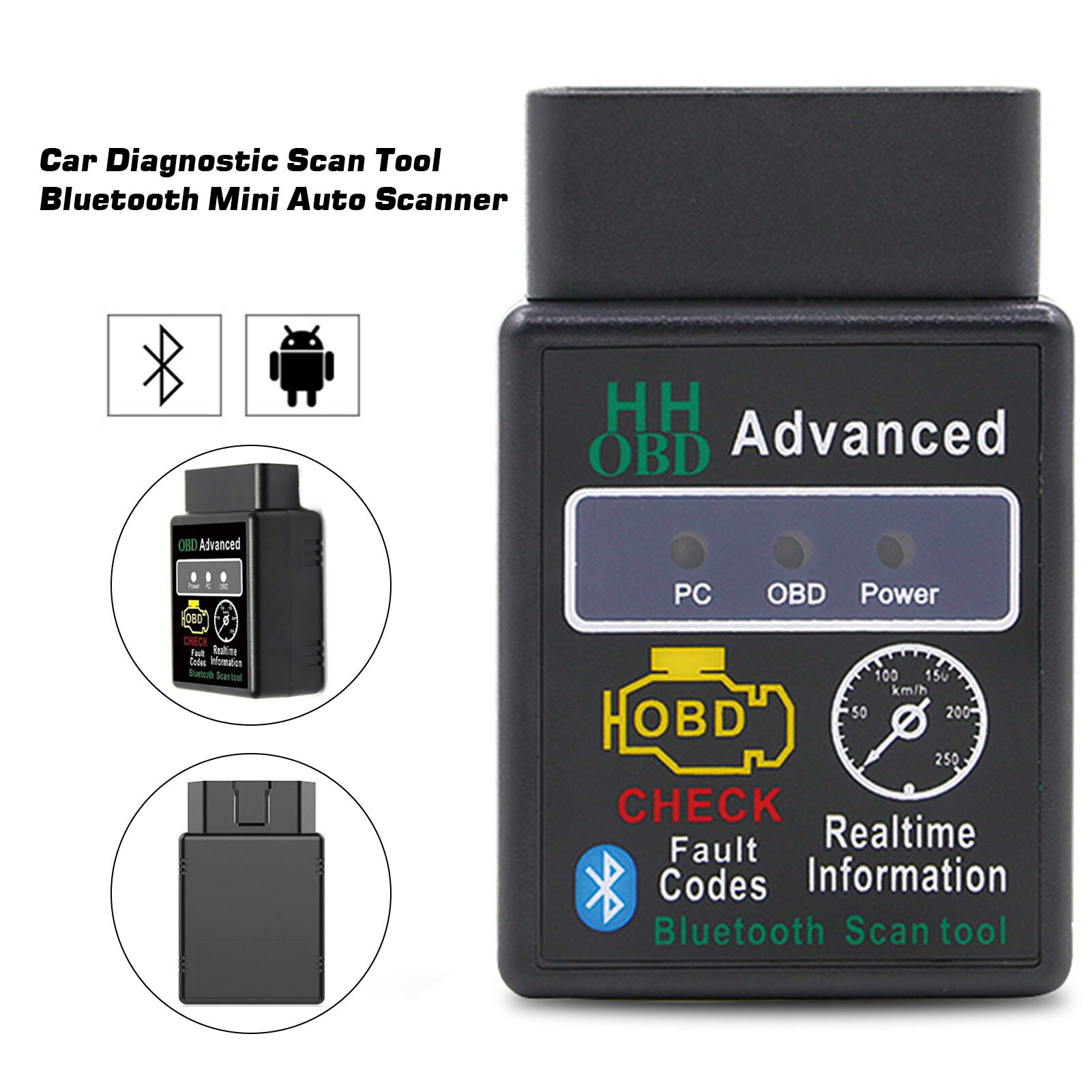 ELM327 Bluetooth HH OBD OBD2 OBDII CAN-BUS Check Engine Mini Car Auto Diagnostic Scanner Tools Interface Adapter For PC Android