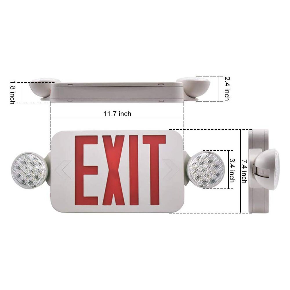 EXIT Sign with Emergency Light Red EXIT Compact Combo Hardwired High Output LED Fire Emergency Light Adjustable Tool N19