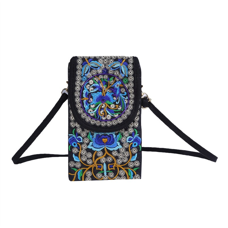 Damen-handytasche, umhängetasche, schultertasche, geldbörse, handtasche, beutel, ethno-stil, bestickte tasche, klapptasche aus Segeltuch, retro-stil: Typ 9 groß