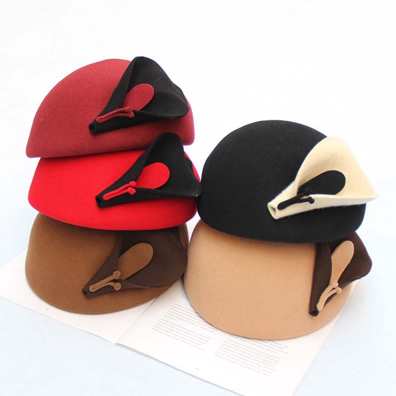 QDKPOTC nueva Flor de lirio fieltro boina Noble mujeres tocado Fedora sombrero cena boda sombreros