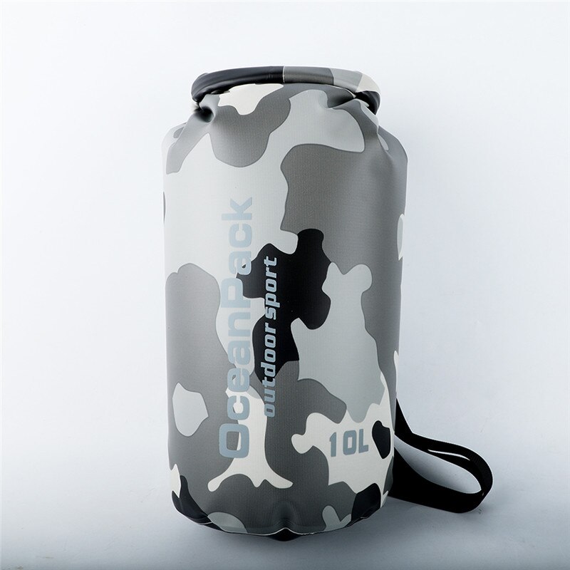 Bolsa seca impermeable para acampada, mochila flotante para exteriores, resistente al agua, para Trekking, río, 10L, 15L, 20L: Gray20L