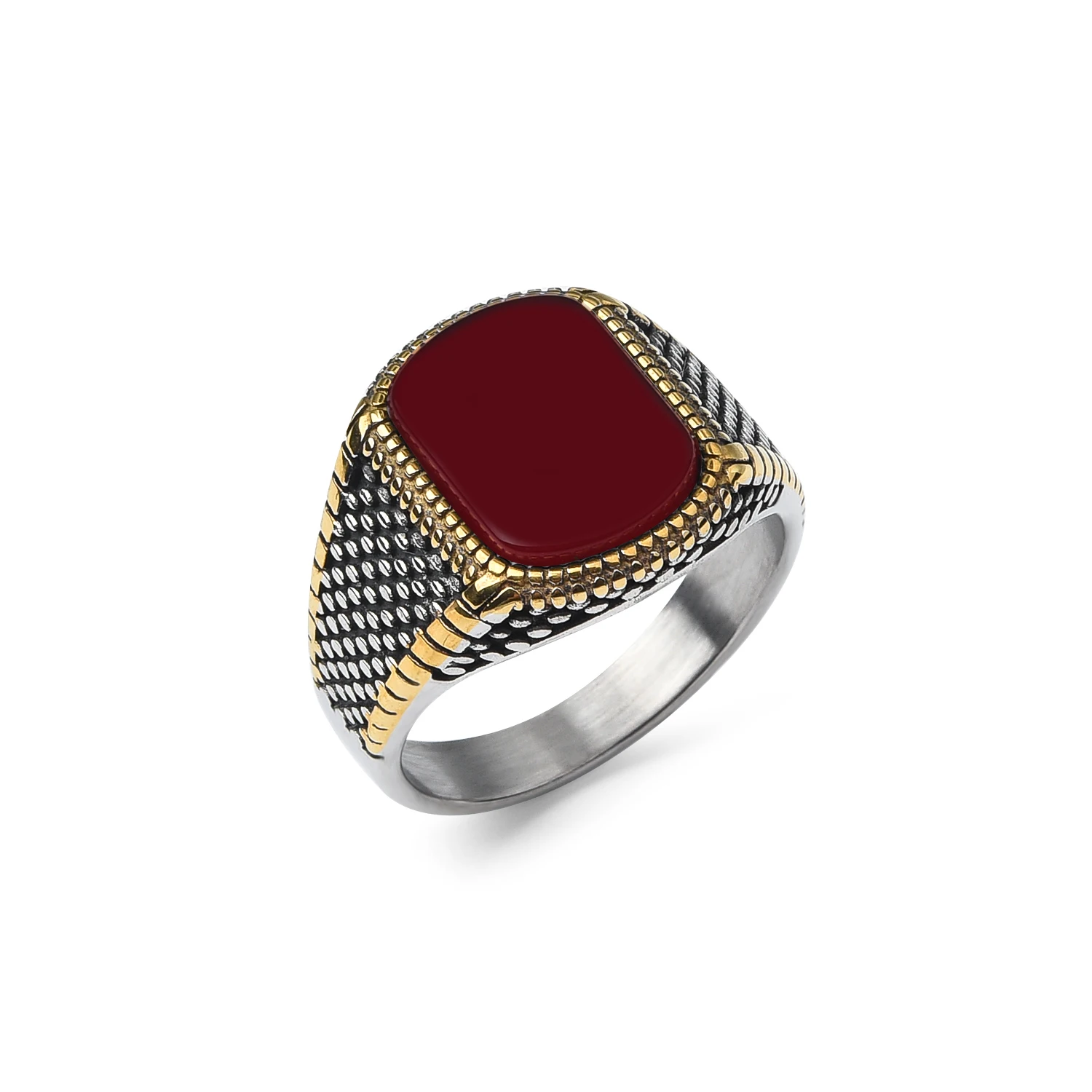 Herren hochwertige 316l edelstahl onyx vergoldete ringe klassiske modetrend schmuck produkt: 10 / Rådne