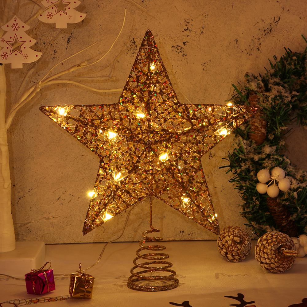 Juletræ stjerne træ topper betjente trætop dekoration (guld)