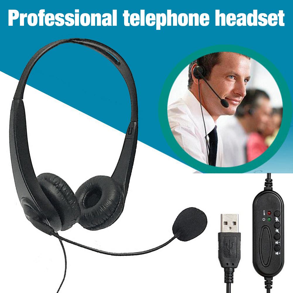 Telephone Headset Call Center Operator USB Noise Cancelling Corded Offical Headphone With Micro For Computer Laptop PC