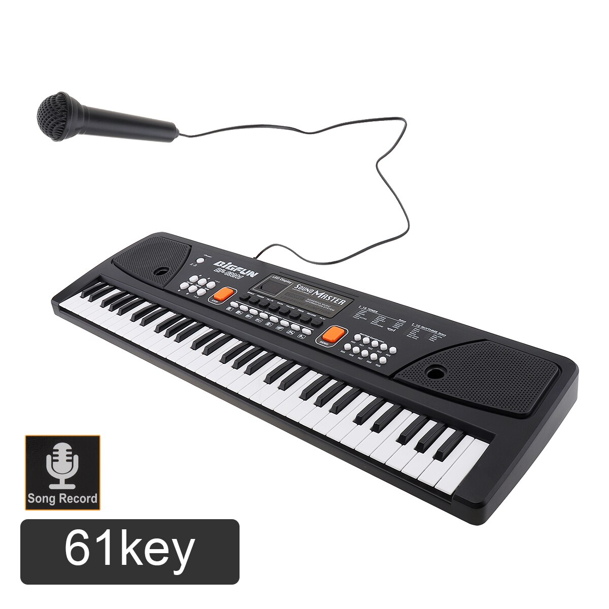 37 / 49 / 54/ /61 Keys Electronic Keyboard Piano Digital Music Key Board with Microphone Children Musical Enlightenment: black 61 Keys