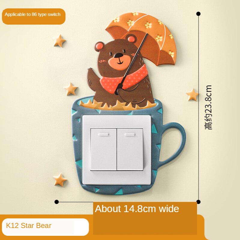 Luminous Cartoon Switch Sticker 3D Silicone On-off Switch Sticker DIY Decoration Fluorescent Livingroom Kids Room Switch Cover: MULTI