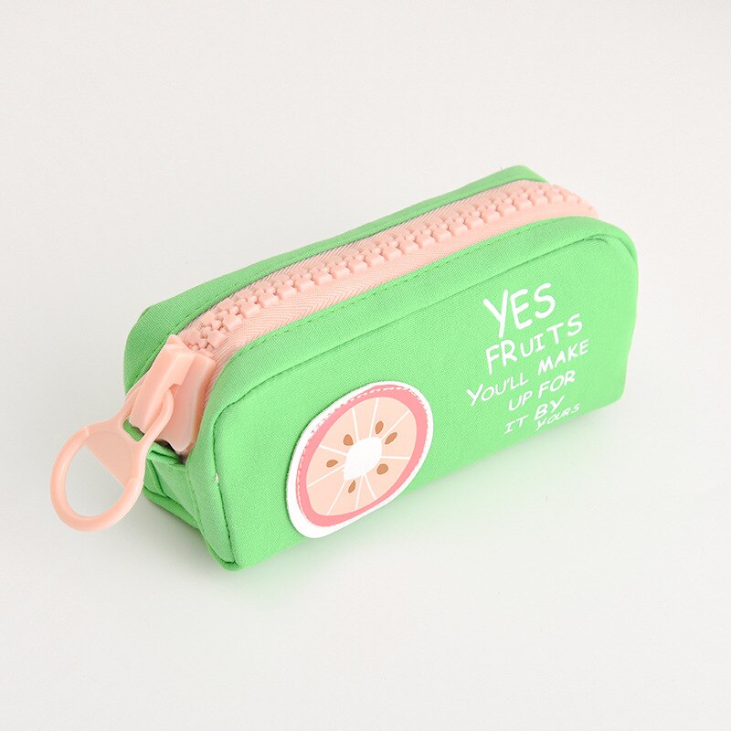Estuche escolar con cremallera grande, bolsa de lápiz con motivos frutales, papelería, organizador de lona de piña limón, bolsas de almacenamiento para bolígrafos, oficina: C