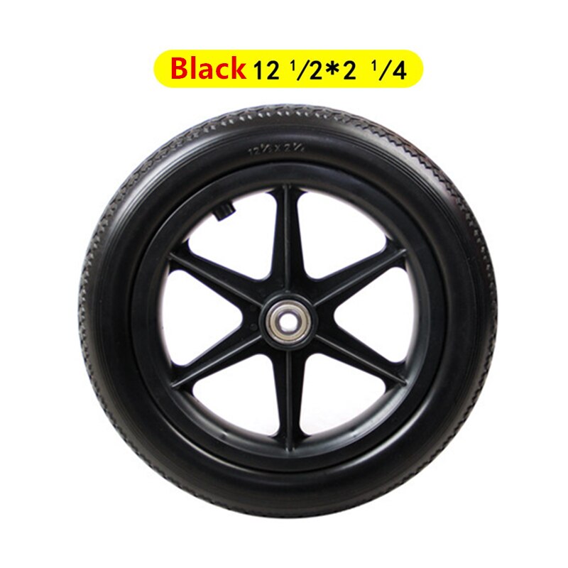 JayCreer-repuesto de rueda trasera para sillas de ruedas, 12 pulgadas, 14 pulgadas, Agujero interior, 12mm: 12 Inch Black 1PCS