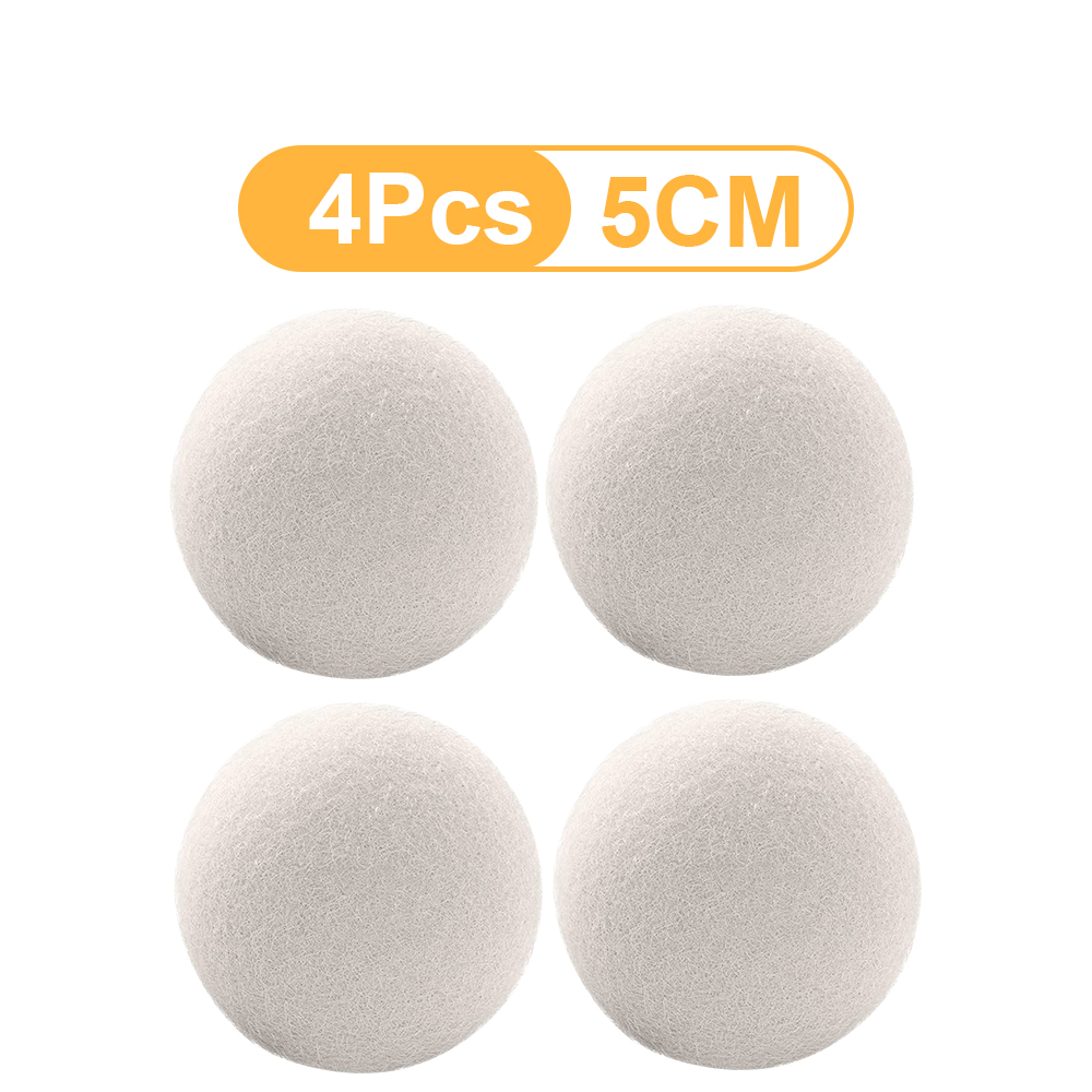 Herbruikbare Wol Droger Ballen Natuurlijke Stof Wasserij Bal 3/4/5Cm Thuis Wassen Ballen Wasmachine Accessoires wasdroger Tool: 4 Pcs 5cm