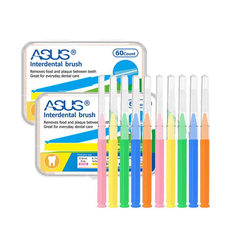 2 æsker  x 60 styks interdental børste tandtråd interdental rengøringsmidler, ortodontiske tandtænder børste tandstikker mundplejeværktøj