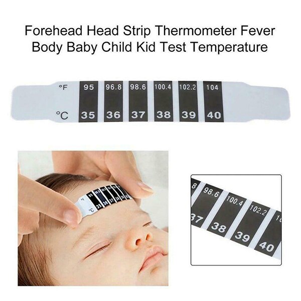 Novedad , 10 Uds., termómetro de cabeza con tira para la frente para bebés y niños, medidor de temperatura Flexible reutilizable LFX-ING