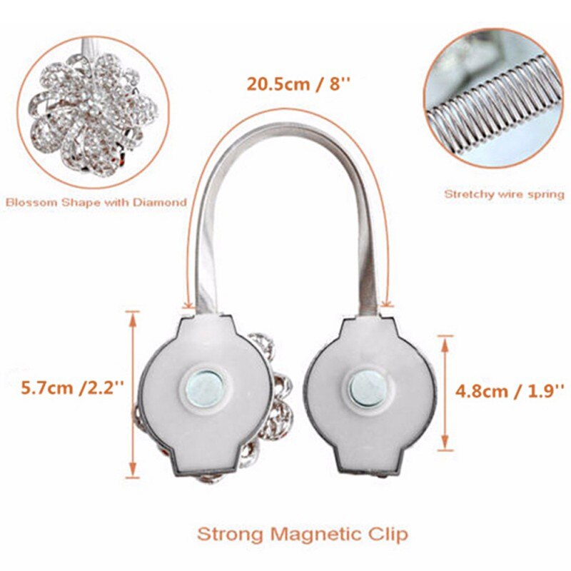 1pc gardinbindare fönsterdekor blomstergardin stansfri installation tieback magnet spänne klämma ståltrådsband tofsar ct