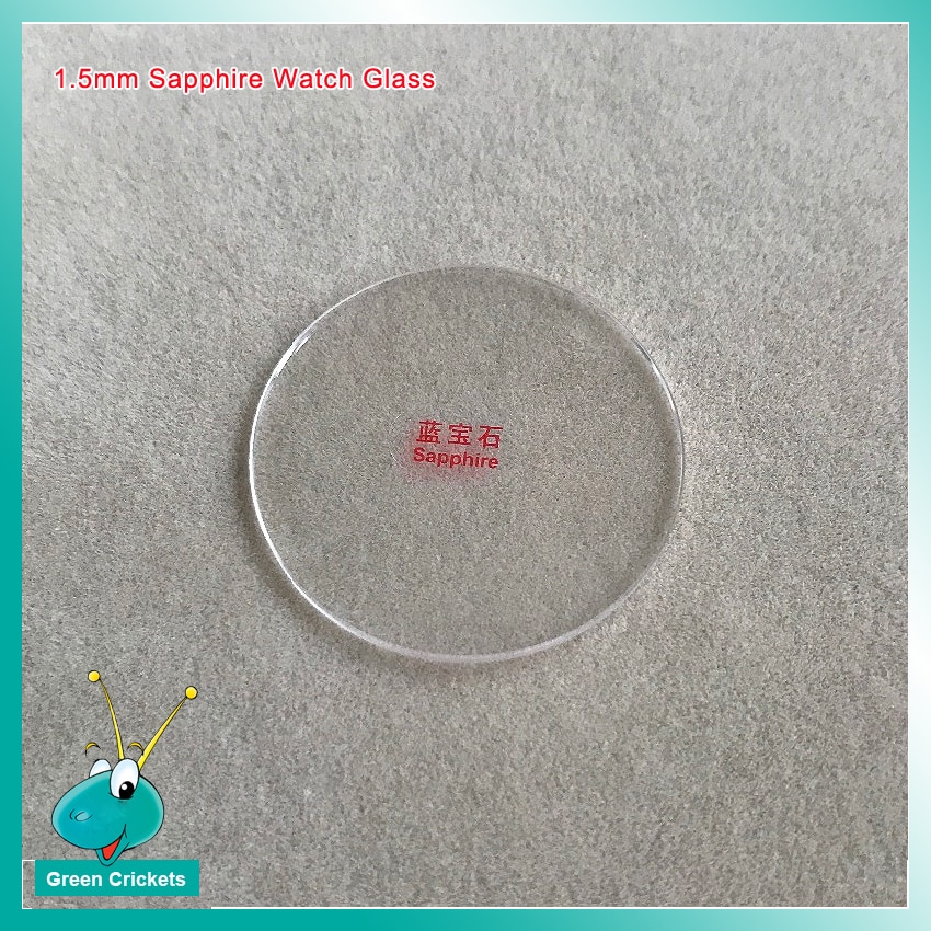 2 stks/partij Sapphire Horloge Glas 1.5mm 24mm ~ 27mm Platte type Horloge Saffierglas Glas