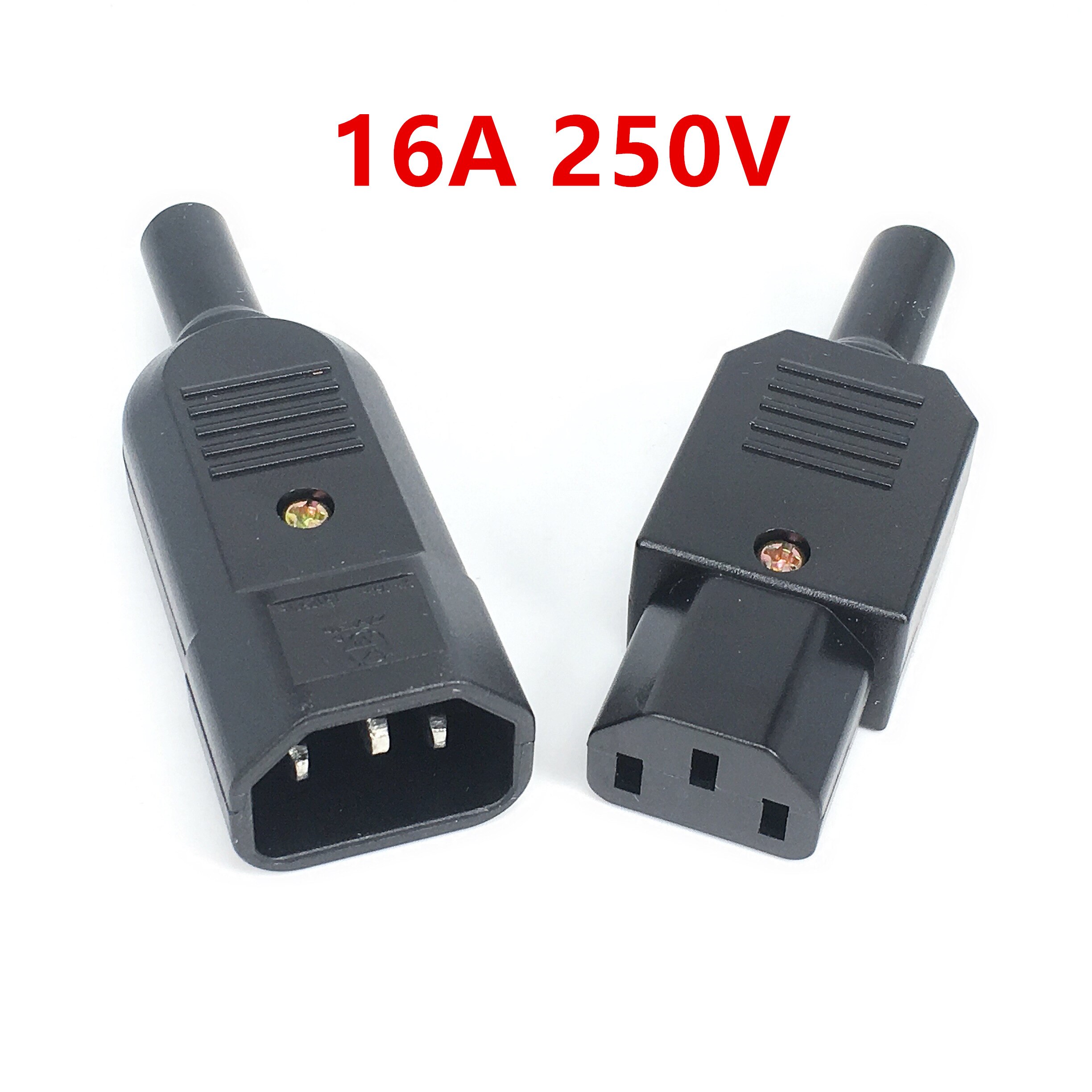 IEC Socket Straight Cable Plug Connector C13 C14 16A 250V Black Female&male Plug Rewirable Power 3 Pin Connector IEC Socket Str