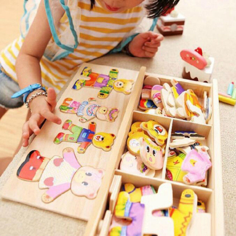 Wooden Dress-Up Puzzle - Toddler Educational Toy - Unisex Wood Craft Game