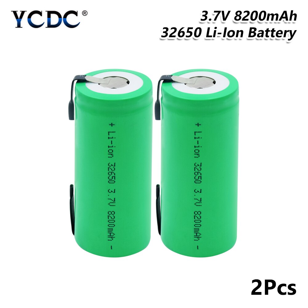 Rechargeable 32650 Li-ion high-discharge 3.7V 8200mAh Battery Backup Power Lithium Batteries Welding Nickel Sheet batteries: 2 PCS