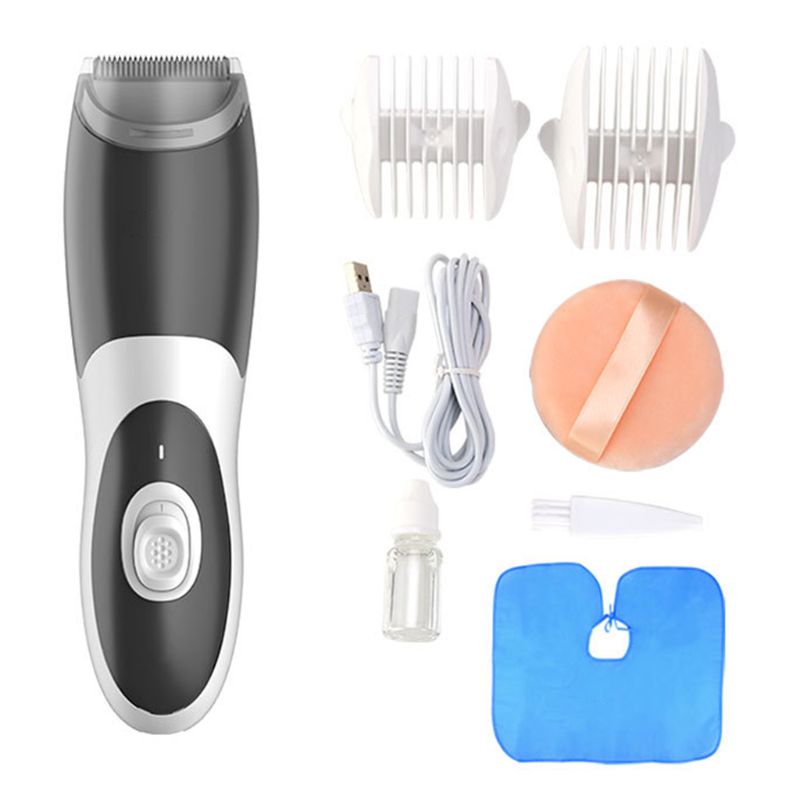 Máquina de corte de cabelo elétrica do bebê à prova dwaterproof água aparadores baixo ruído cortador grooming kit recarregável sem fio: 1