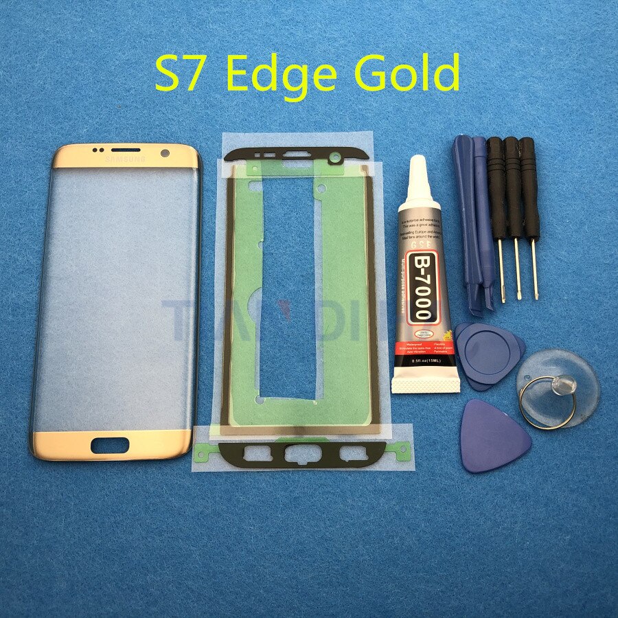 Front Outer Glass Lens Cover replacement For Samsung Galaxy S7 Edge G935 G935F G935FD S6 Edge G925F LCD glass & B-7000 Glue Tool: S7 Edge Gold