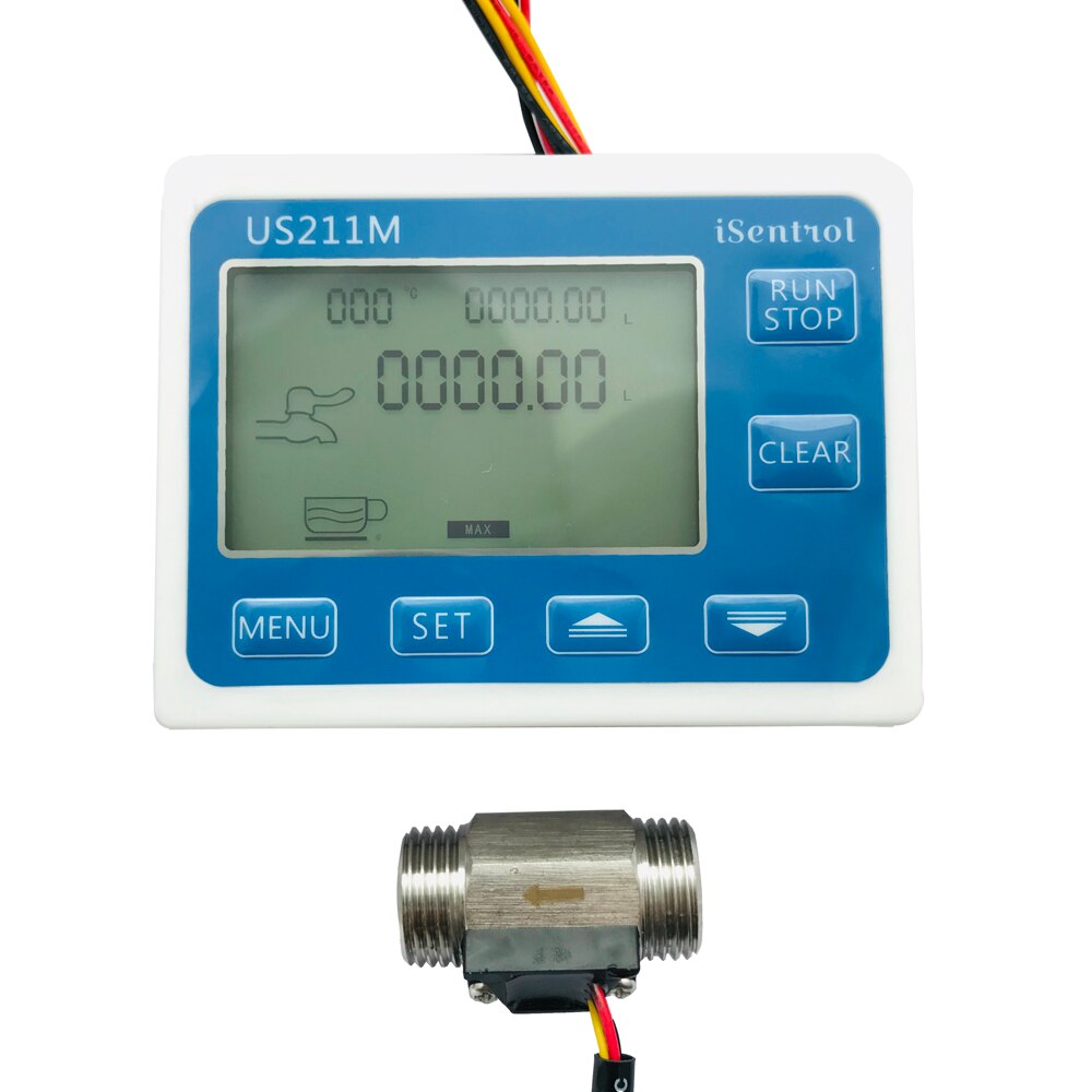 US211M Digital Water Flow Meter Hall Water Flow Sensor Reader with SUS304 Stainless Steel USS-HS21TI 1-30L/min