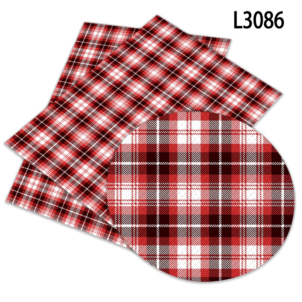 red Lattice Check Pattern Faux Leather Printed A4 22x30cm for Crafts Synthetic Leather ornamanets: L3086
