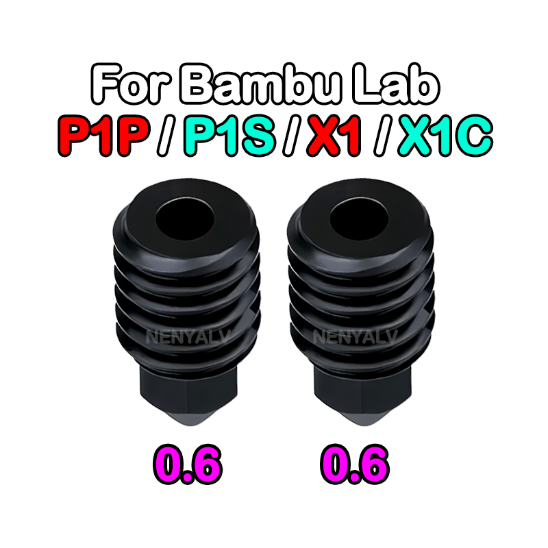 Aggiornamento Bambu Lab P1P/P1S Ottone temprato Ugello di rame 0.2/0.4/0.6/0.8mm Hotend in metallo con ventola di raffreddamento per stampante 3D X1/X1C: Viola