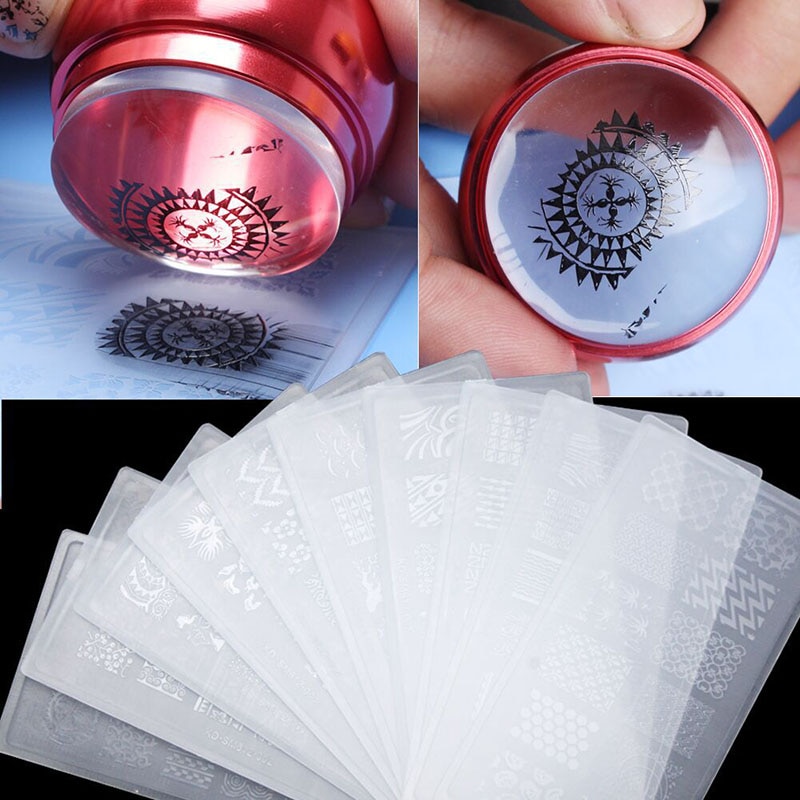 1 Stuks Nail Stempelen Plate Diy Nail Art Stamp Template Plastic Nail Stamper Manicure Stencil Gereedschap