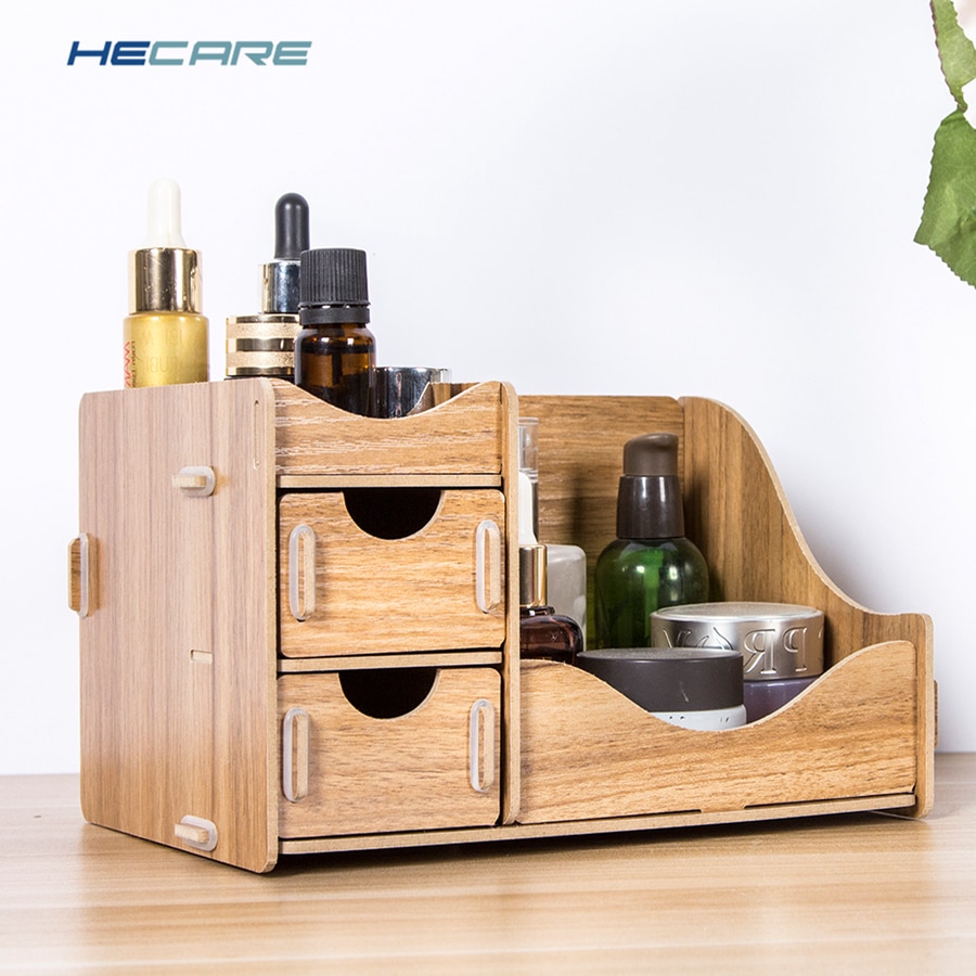 Hecare Houten Desktop Storage Box Organizer Voor Cosmetica Milieuvriendelijke Thuis Bureau Lade Kruidenier Doos Voor Sieraden Cosmetica