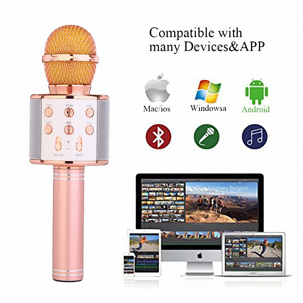 Ws858 Professionele Draadloze Karaoke Microfoon Luidspreker Condensor Microfono Met Bag Bluetooth Radio Studio Record Mic Pk Ws-858