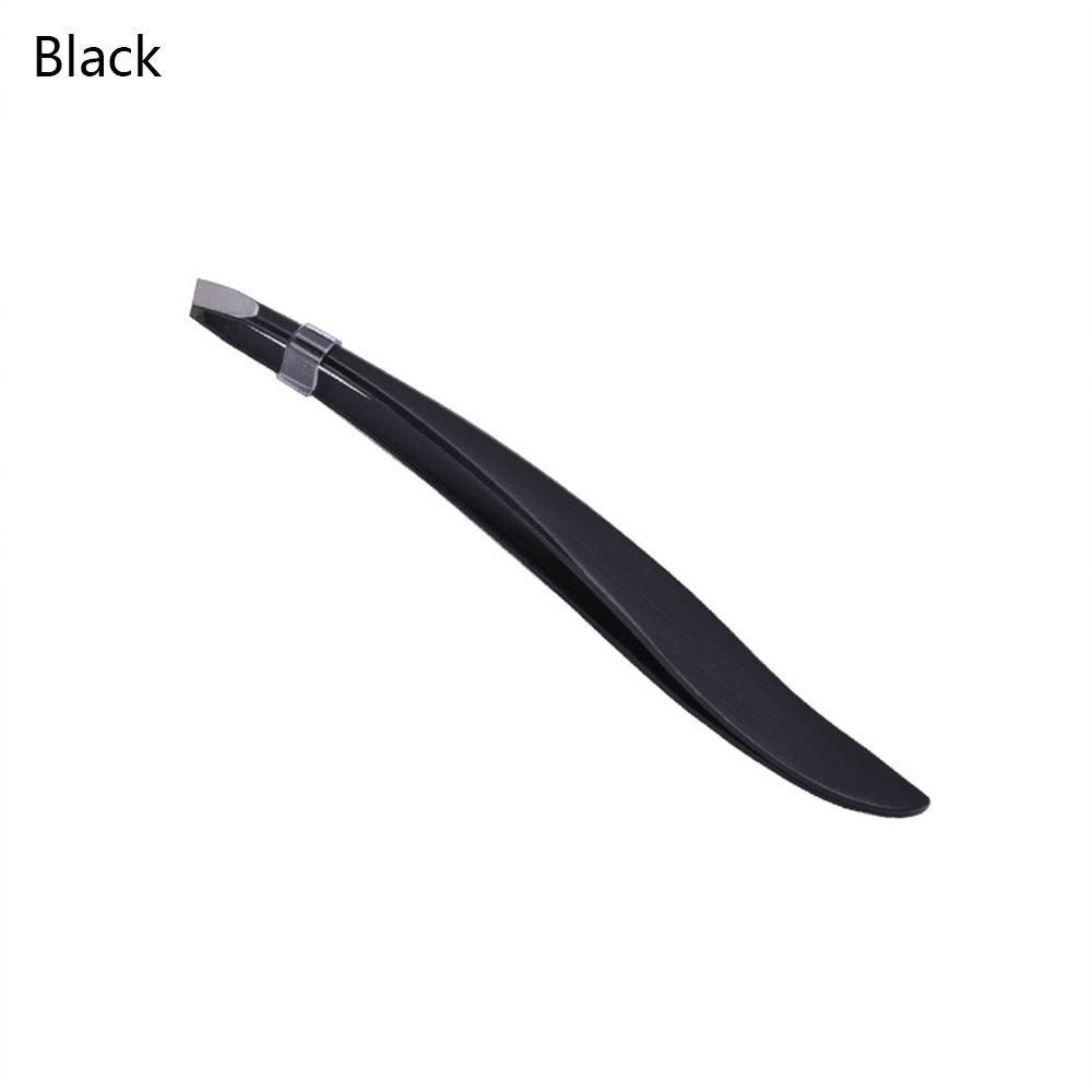 Herramienta de maquillaje de belleza de acero inoxidable, extractor de pelo inclinado, pinzas para pestañas cejas, novedad: black
