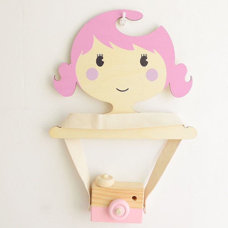 Houten hanger voor kinderen gedrukt houten gezicht vormige houten hanger kleerhanger: Roze