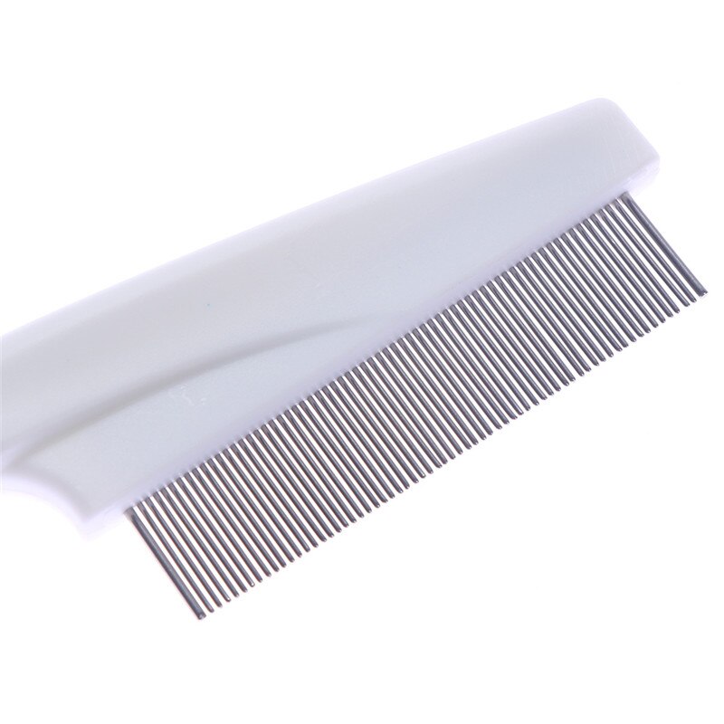 Dog Cat Flea Comb White Blue Pet Grooming Comb Stainless Steel Pin Pet Hair Cleaning Tool