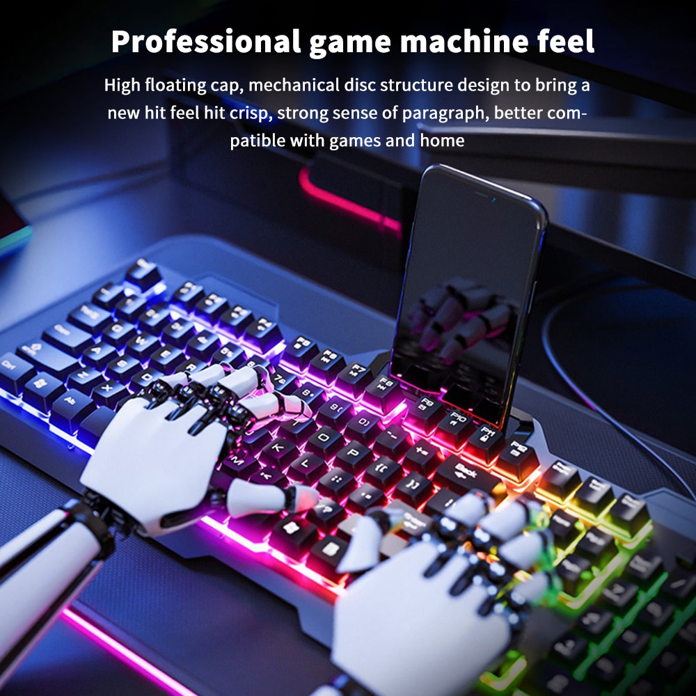 Mechanical Keyboard Set Gaming Keyboard And Mouse Wired Backlight Mechanical Feeling Keyboard Gamer Kit Silent 3200DPI Gaming