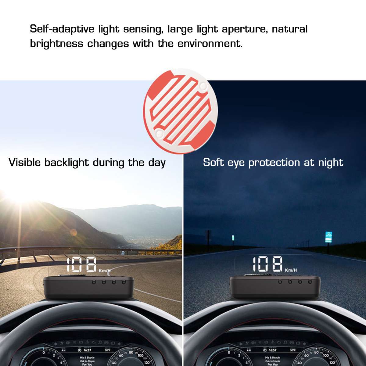Universal automatisk hud head-up display bil-styling 4k hud display projektor overhastighed advarsel alarmsystem sort