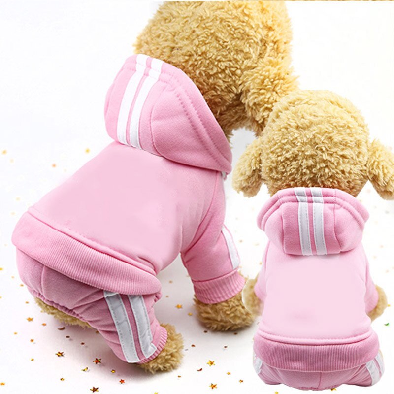 Adidog Dog Clothes Thick Overalls for Dogs Winter Pet Dog Clothes for Small Dogs Puppy Jumpsuit Cat Clothing Tracksuit for York: XS / Pink