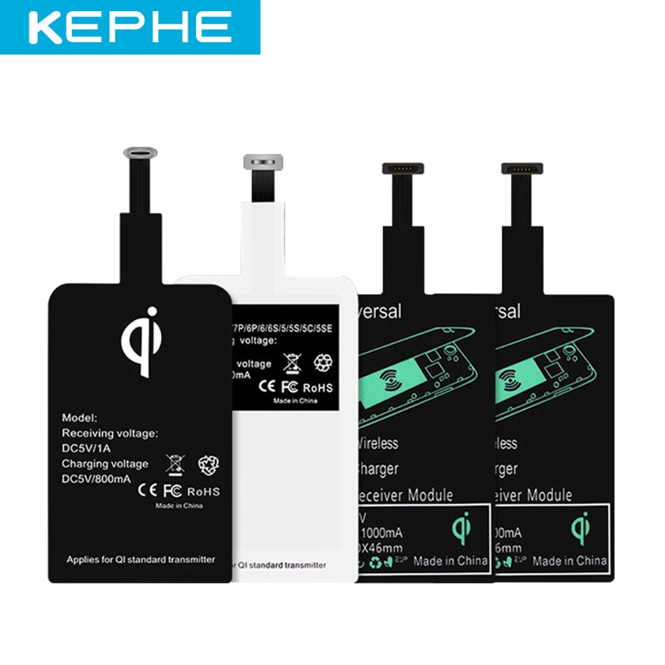 Kephe Universele Qi Draadloze Oplader Ontvanger Adapter Receptor Ontvanger Coil Telefoon Micro Mobiele Telefoon Oplader Voor Android Iphone