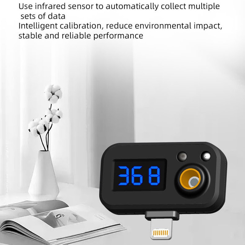 Termómetro portátil para teléfono móvil, medidor de temperatura de fiebre corporal sin contacto para la frente y el oído, para Android tipo c de Apple