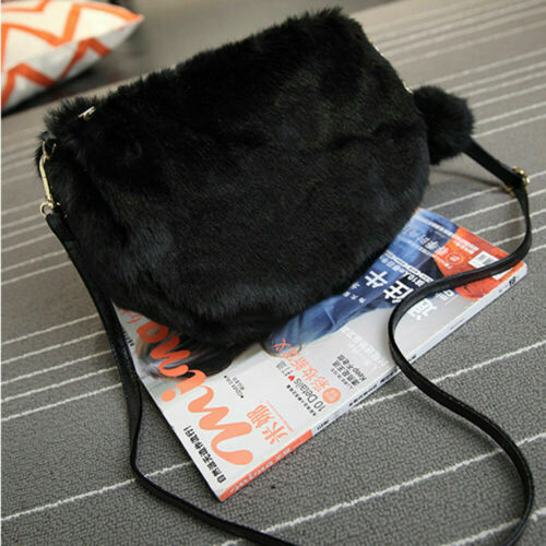 Crossbody Tassen Voor Vrouwen Pluizige Bont Faux Zakken Mode Vrouwelijke Schoudertas Pack Pompom Handtas Tote Dames Reizen Messenger Bag: Black
